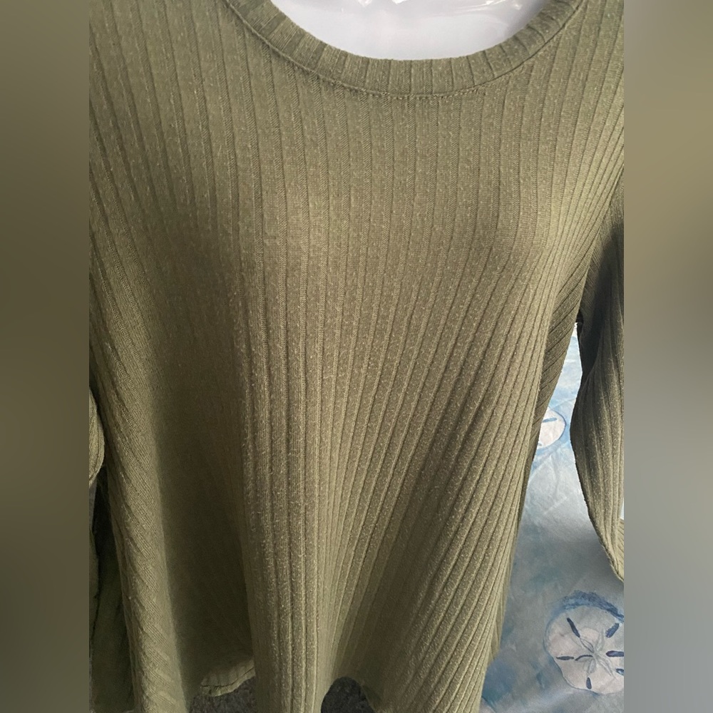 Army Green Ribbed Awake Top - Picture 6 of 12